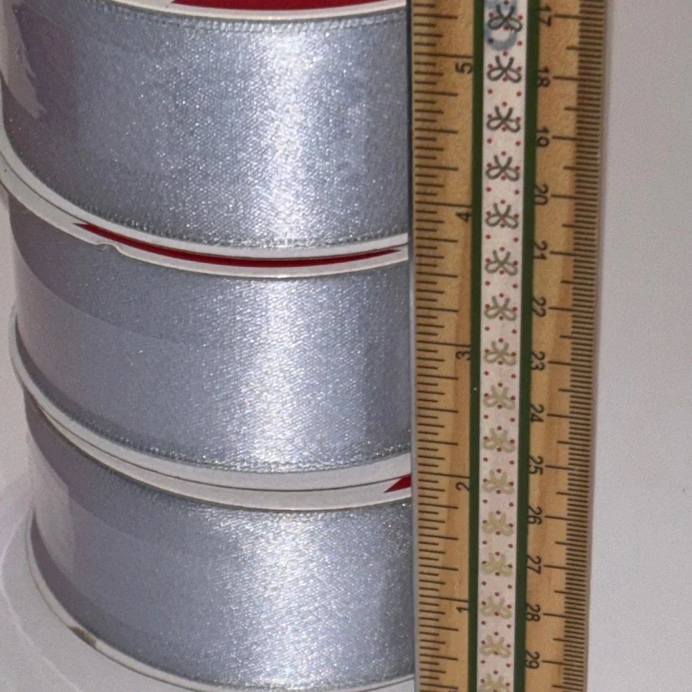 Silver Blue Ribbon Spools 30ft Ice Blue Satin Ribbon NWT